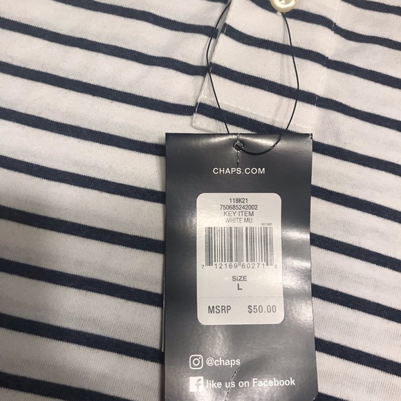 NWT Men’s CHAPS black stripped POLO - Picture 4 of 9